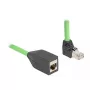 Cavo di rete DeLOCK RJ45 Cat.6A connettore maschio angolare verso l'alto su connettore femmina 1 m verde