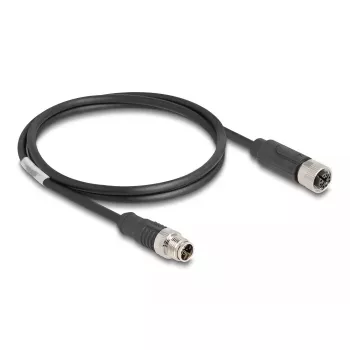 Cavo di rete DeLOCK M12 X-codificato 8 poli connettore maschio su connettore femmina Cat5e 1 m nero