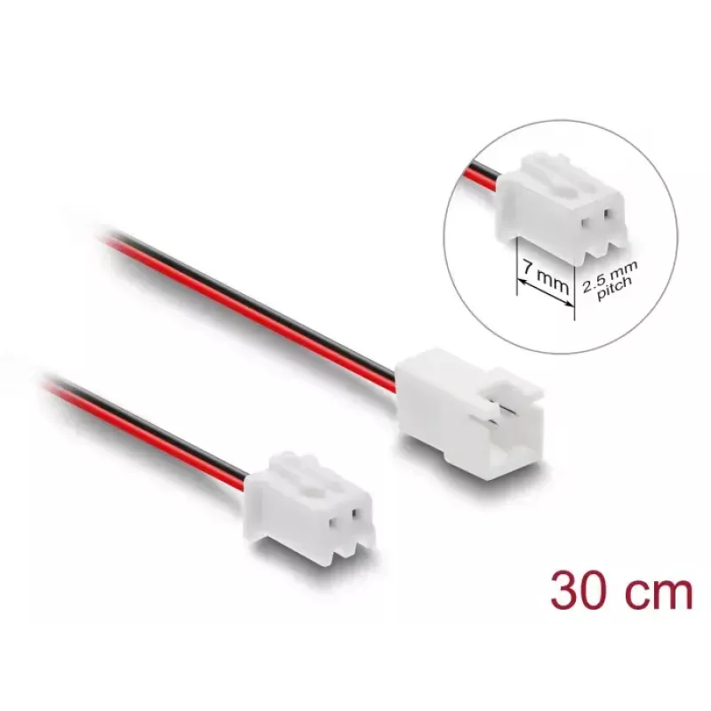 DeLOCK 90762 Cavo prolunga ventola JST 2 pin, maschio-femmina, lunghezza connettore 7 mm, 30 cm