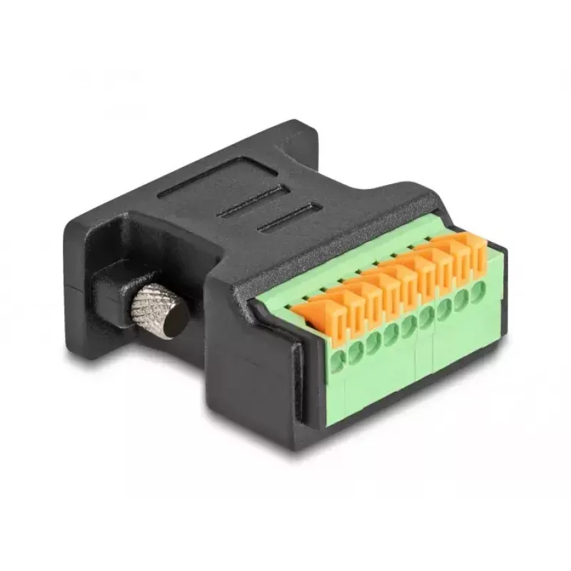 Adattatore DeLOCK D-Sub 9 connettore femmina su morsettiera con pulsante nero