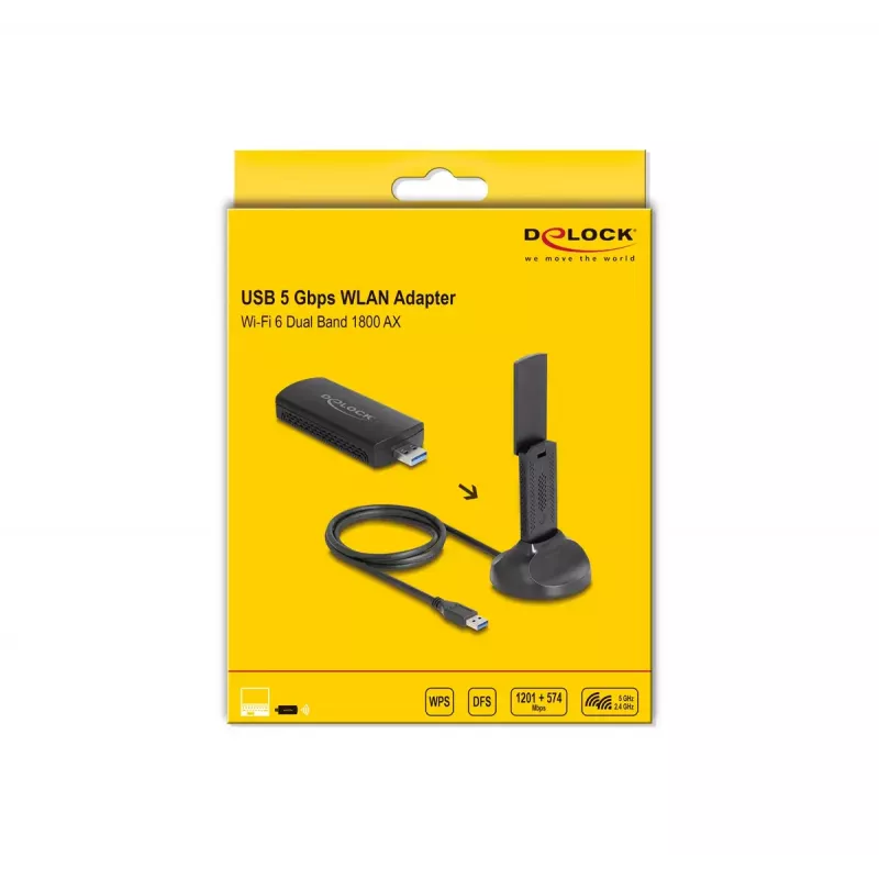 Scheda di rete WLAN DeLOCK 12771 1201 Mbit/s USB Wi-Fi 6
