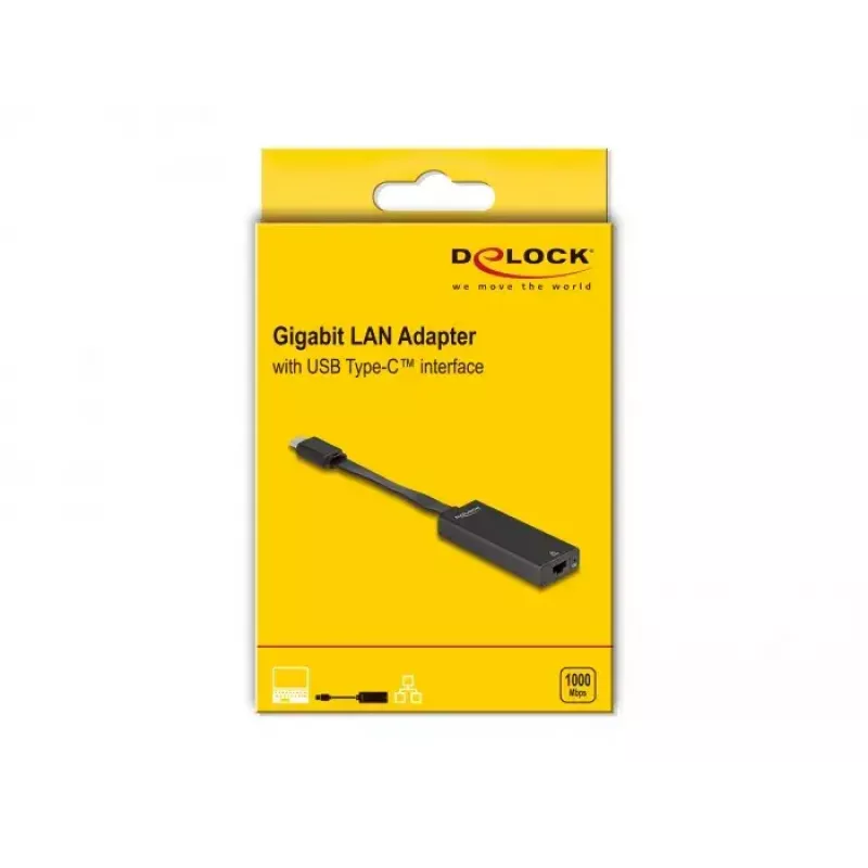 Adattatore per cavo DeLOCK 66246 RJ-45 USB C nero 0,09 m