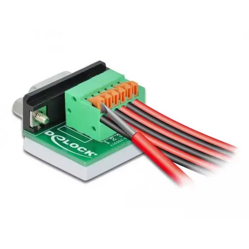 Connettore femmina D-Sub9 a morsettiera con pulsante DeLOCK 66557