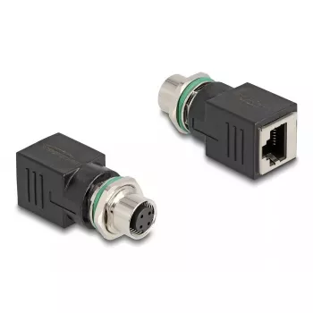 Adattatore DeLOCK M12 codifica D 4 poli femmina a RJ45 femmina dritto
