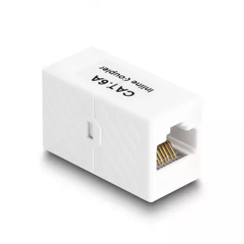 Delock 88134 Adattatore da RJ45 femmina a RJ45 femmina, Cat.6A UTP, bianco