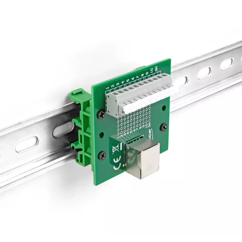 DeLOCK RJ50 femmina a morsettiera con pulsante per guida DIN