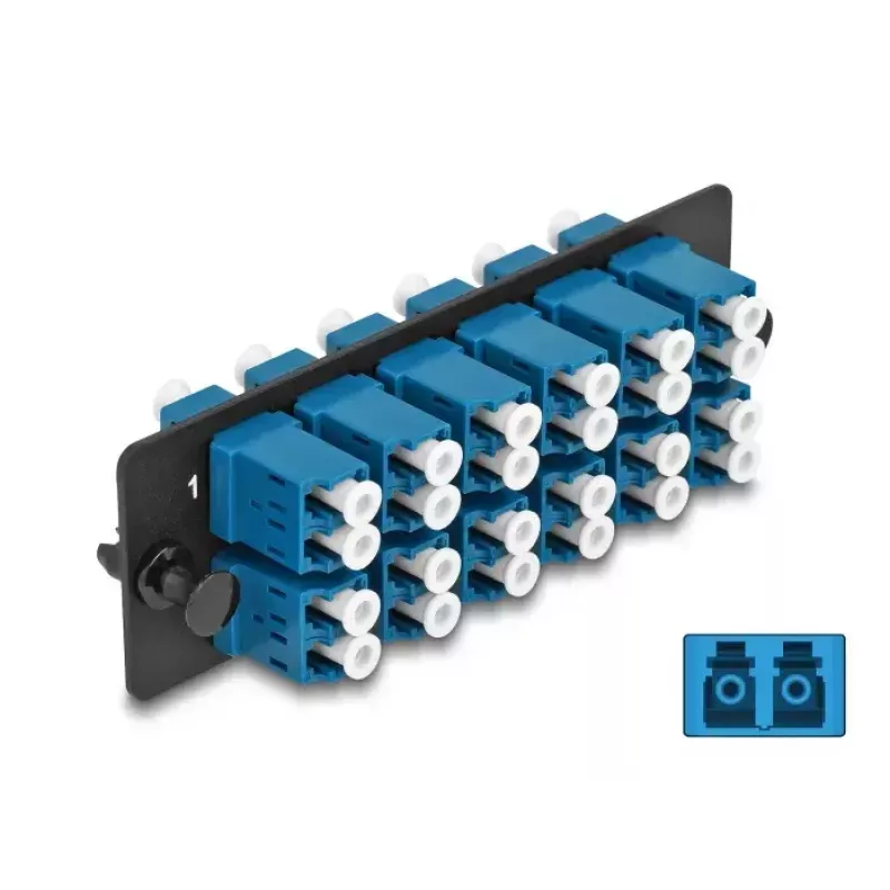 Pannello adattatore in fibra ottica DeLOCK LC duplex UPC 12 porte blu