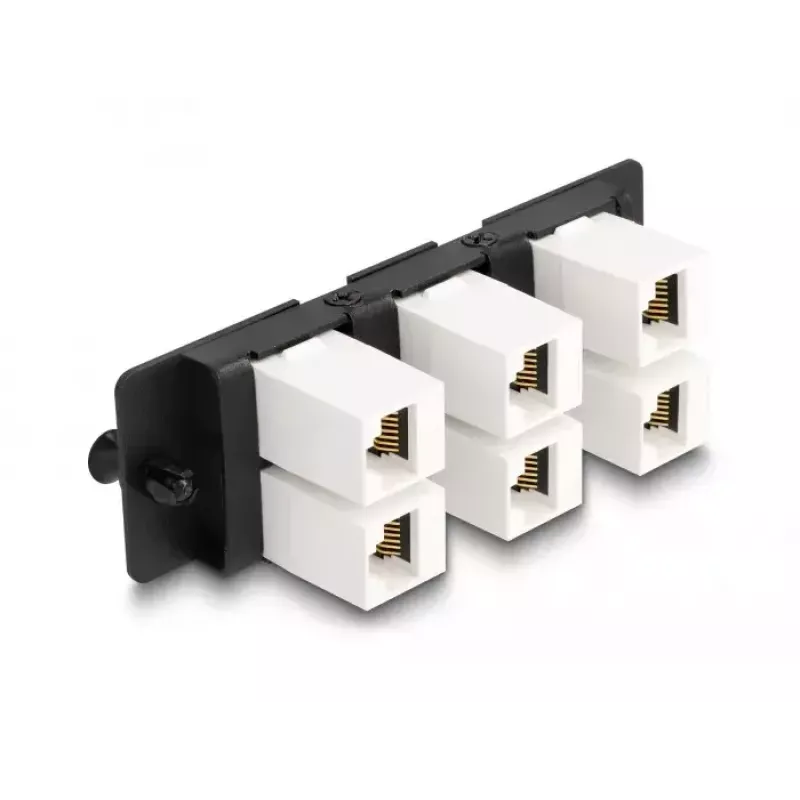 Pannello adattatore keystone DeLOCK 6 porte nero piatto RJ-45