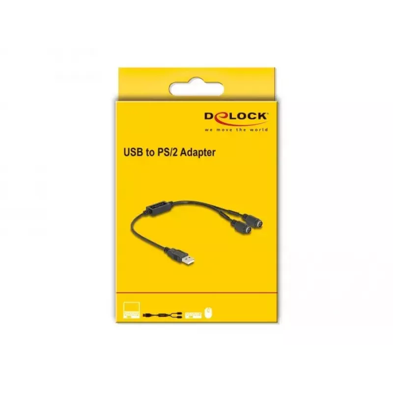Cavo DeLOCK 61061 PS/2 0,43 m 2x 6 pin Mini-DIN USB A nero