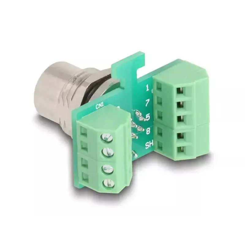 Adattatore modulo di trasferimento DeLOCK M12 8 poli codifica A femmina su morsettiera a 9 poli