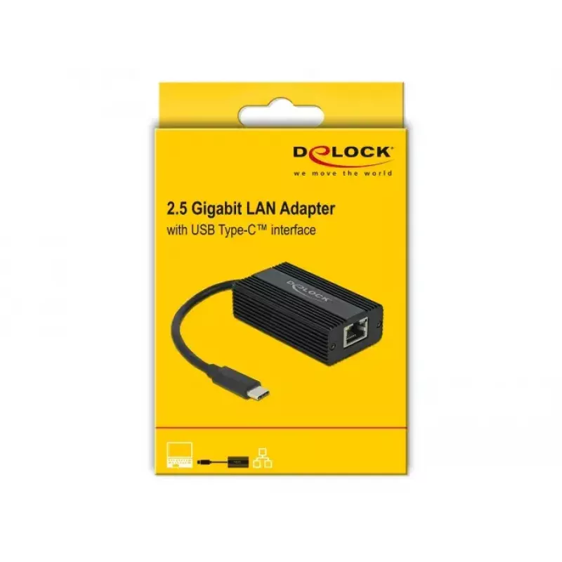 DeLOCK 65990 adattatore da USB Type-C a LAN 2,5 Gigabit, nero