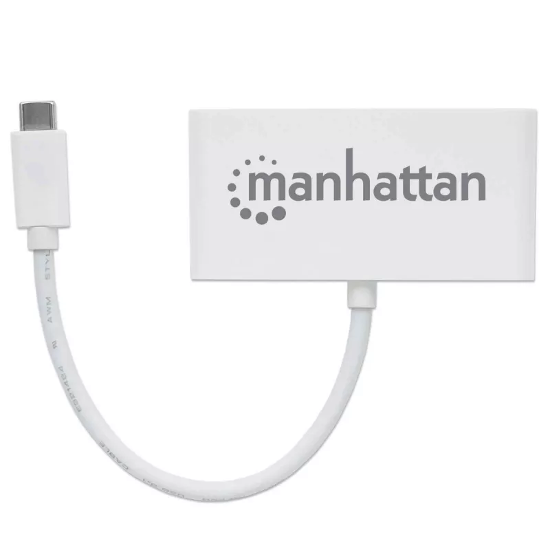 Manhattan 163552 hub USB 3.0, 4 porte (3x USB-A, 1x USB-C), con porta USB-C Power Delivery