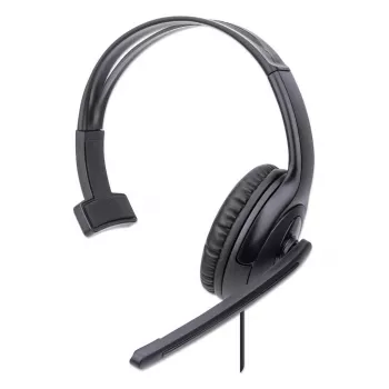 Manhattan headset mono over-ear (USB), braccio microfono (imbottito), confezione retail, archetto regolabile, telecomando sul cavo, cuscinetti auricolari, USB-A per audio e microfono, cavo 1,5 m, tre anni di garanzia