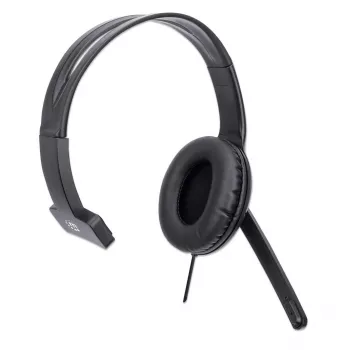 Manhattan headset mono over-ear (USB), braccio microfono (imbottito), confezione retail, archetto regolabile, telecomando sul cavo, cuscinetti auricolari, USB-A per audio e microfono, cavo 1,5 m, tre anni di garanzia