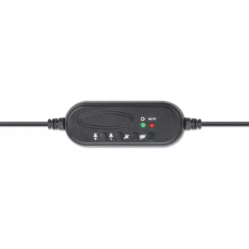 Manhattan headset mono over-ear (USB), braccio microfono (imbottito), confezione retail, archetto regolabile, telecomando sul cavo, cuscinetti auricolari, USB-A per audio e microfono, cavo 1,5 m, tre anni di garanzia