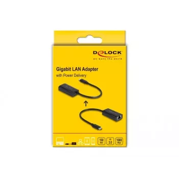 DeLOCK 61026 adattatore di genere per cavi USB-C su RJ45 nero