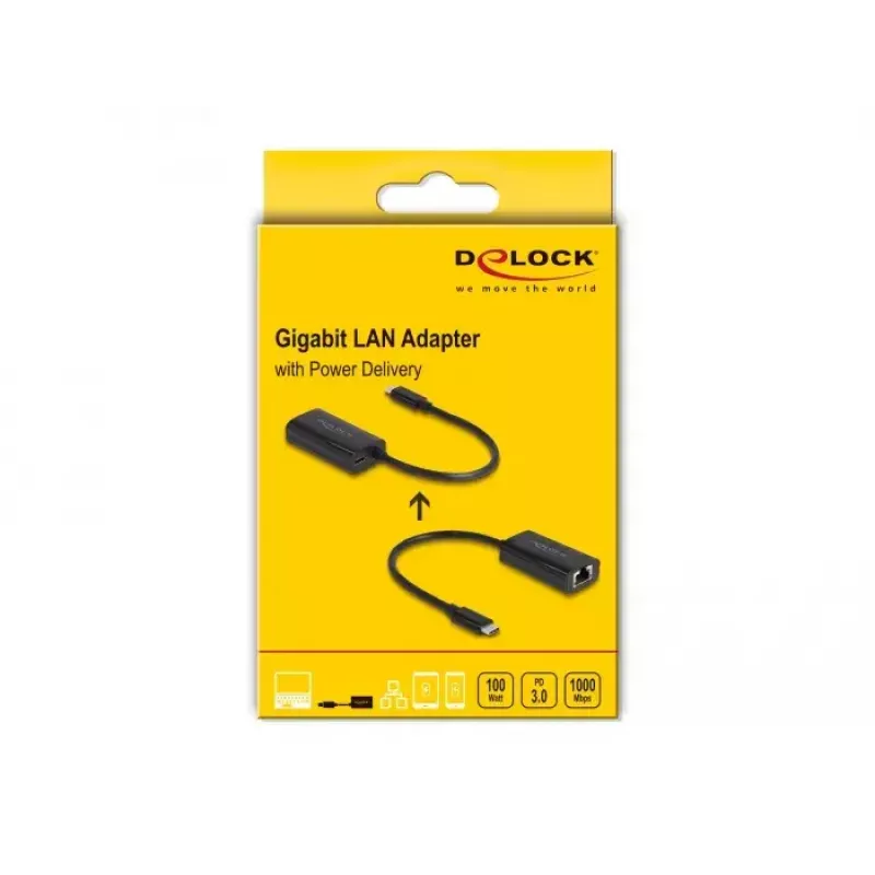 DeLOCK 61026 adattatore di genere per cavi USB-C su RJ45 nero