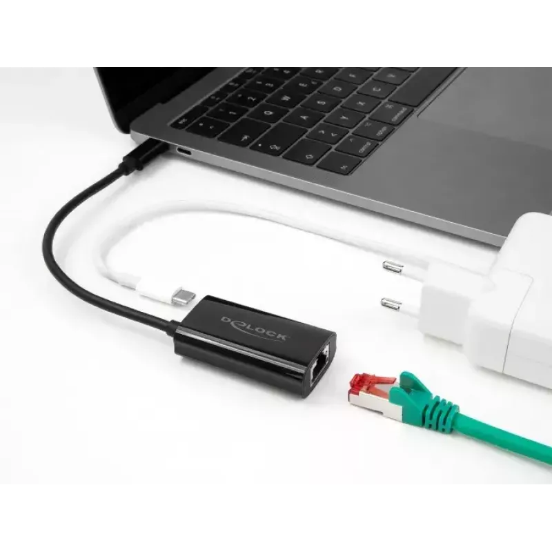 DeLOCK 61026 adattatore di genere per cavi USB-C su RJ45 nero