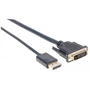 Manhattan cavo DisplayPort 1.2a a DVI-D 24+1, 1080p@60Hz, 3 m, maschio a maschio, passivo, compatibile con DVI-D, nero, tre anni di garanzia, conforme a DP2DVIMM10.