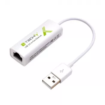 Techly convertitore USB2.0 a Fast Ethernet 10/100 Mbit/s, cablato, USB, Ethernet, 100 Mbit/s, bianco