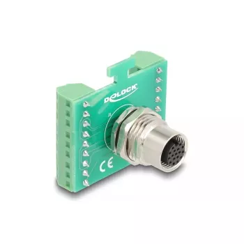 Adattatore modulo di trasferimento DeLOCK M12, 17 poli, codifica A, femmina su morsettiera 18 poli