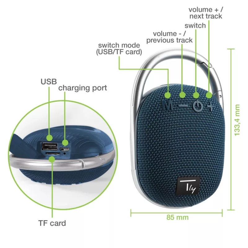 Techly ICASBL321BL altoparlante portatile/da festa mono altoparlante portatile blu 5 W