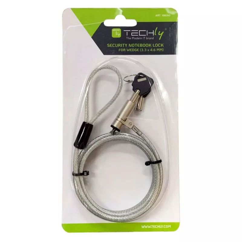 Techly Wedge-Lock sistema di sicurezza lucchetto per cavo notebook 1,8 m
