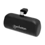 Powerbank Manhattan con connettore USB-C integrato, 5000 mAh, fino a 20 W di potenza in uscita, kickstand per l'uso come supporto di ricarica, nero, garanzia un anno