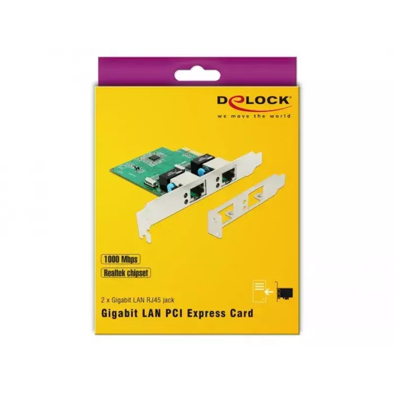 DeLOCK 89999 scheda PCI Express x1 Dual Gigabit LAN, 2x RJ45, RTL8111