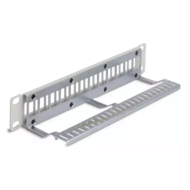 Patch panel Keystone DeLOCK 10 pollici 12 porte con scarico di trazione 1U grigio