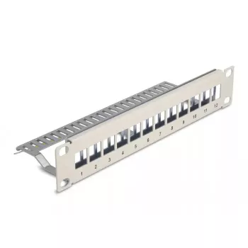 Patch panel Keystone DeLOCK 10 pollici 12 porte con scarico di trazione 1U grigio