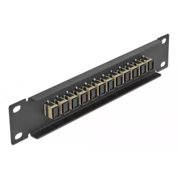 Patch panel fibra ottica DeLOCK 10 pollici 12 porte SC simplex beige 1U nero