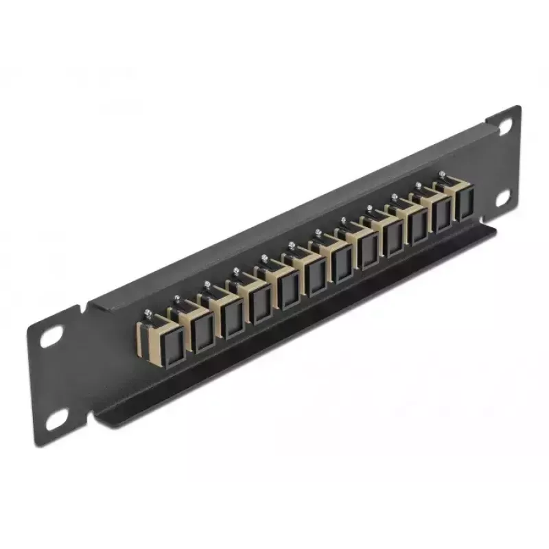 Patch panel fibra ottica DeLOCK 10 pollici 12 porte SC simplex beige 1U nero