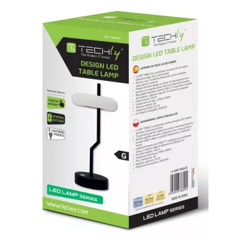 Techly I-LAMP-TABLE2 lampada da tavolo con sorgente luminosa non sostituibile 2 W LED nero, bianco