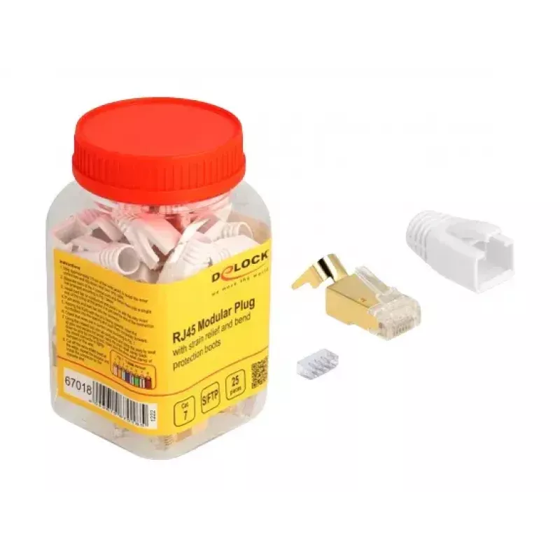 Cavo di rete DeLOCK connettore modulare RJ45 set da 25 pezzi Cat.7 oro bianco