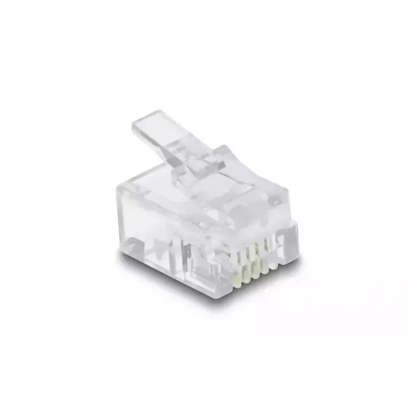 Connettore modulare RJ11 DeLOCK 100 pezzi trasparente policarbonato