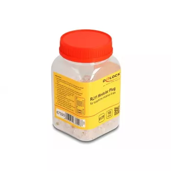 Connettore modulare RJ11 DeLOCK 100 pezzi trasparente policarbonato