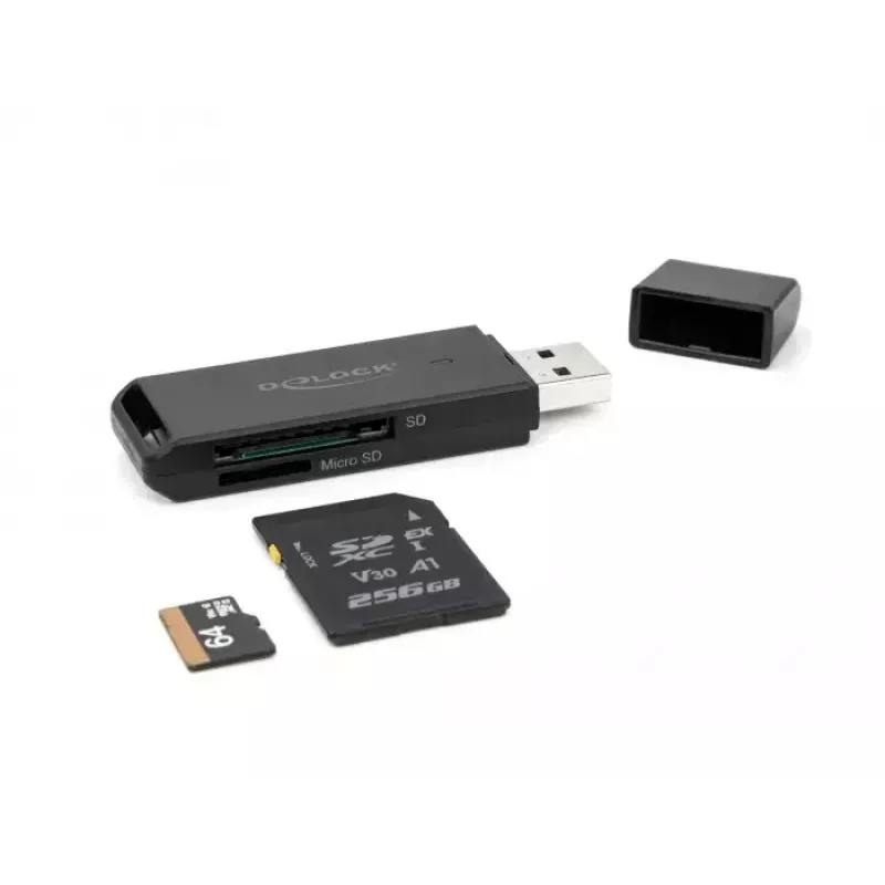 Lettore di schede DeLOCK 91002 USB nero MicroSD SD SDHC SDXC 5000 Mbit/s