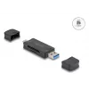 Lettore di schede DELOCK USB 5 Gbps USB Type-C / Type-A per SD e MicroSD, nero, 5000 Mbit/s, 21×77×10 mm