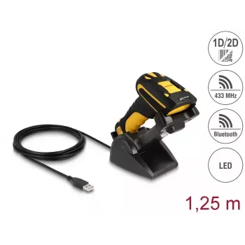 Lettore di codici a barre portatile DeLOCK 90586 1D 2D wireless Bluetooth stazione di ricarica a induzione