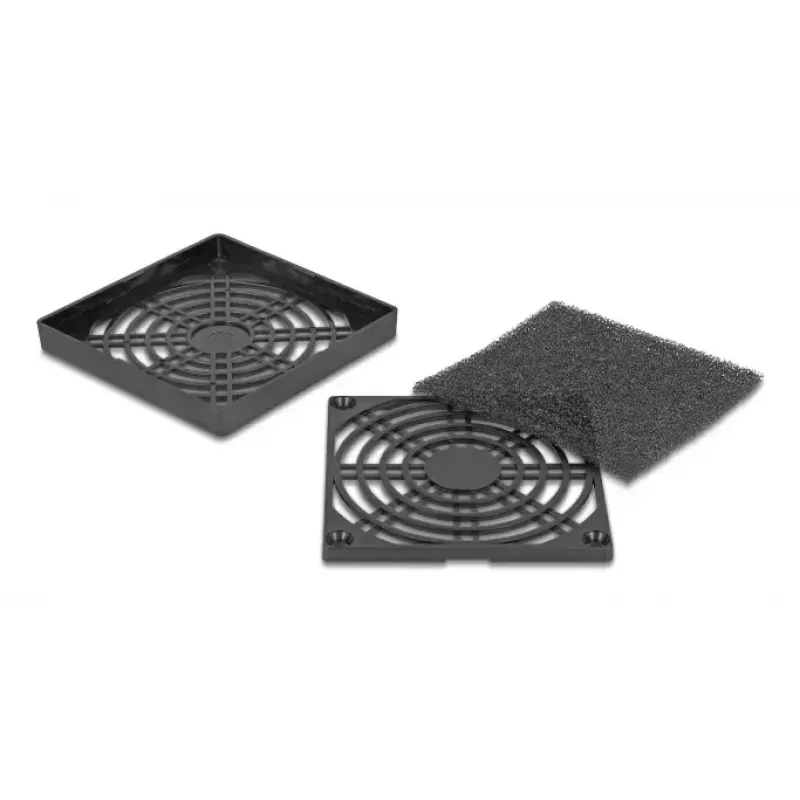 DeLOCK 67311 griglia per ventola con filtro antipolvere, 80 x 80 mm, nera