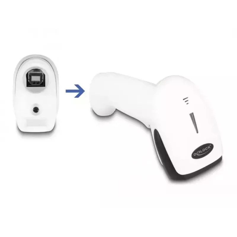 Lettore di codici a barre portatile DeLOCK 90587 1D 2D wireless Bluetooth USB bianco