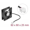 Ventola per case PC DELOCK 67296 — 80 mm, cuscinetto a sfere, 0,97 m³/h, nero