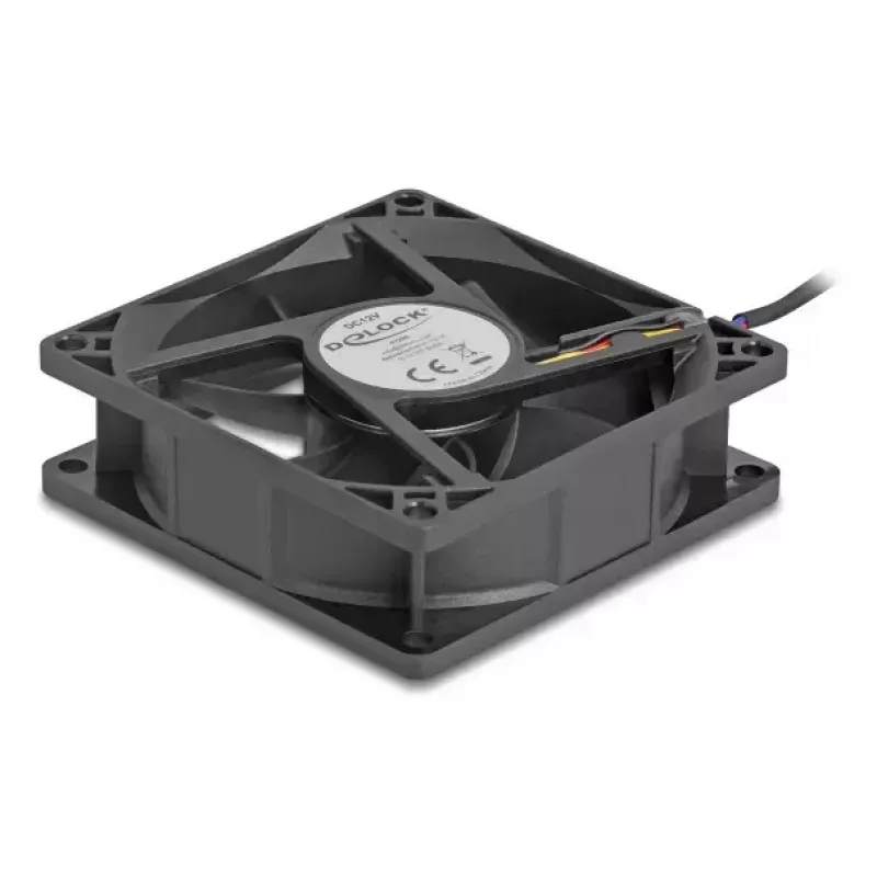 Ventola per case PC DELOCK 67296 — 80 mm, cuscinetto a sfere, 0,97 m³/h, nero