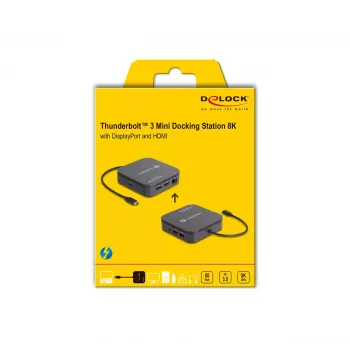 DeLOCK docking station mini Thunderbolt 3 8K DisplayPort HDMI USB LAN audio PD 3.0