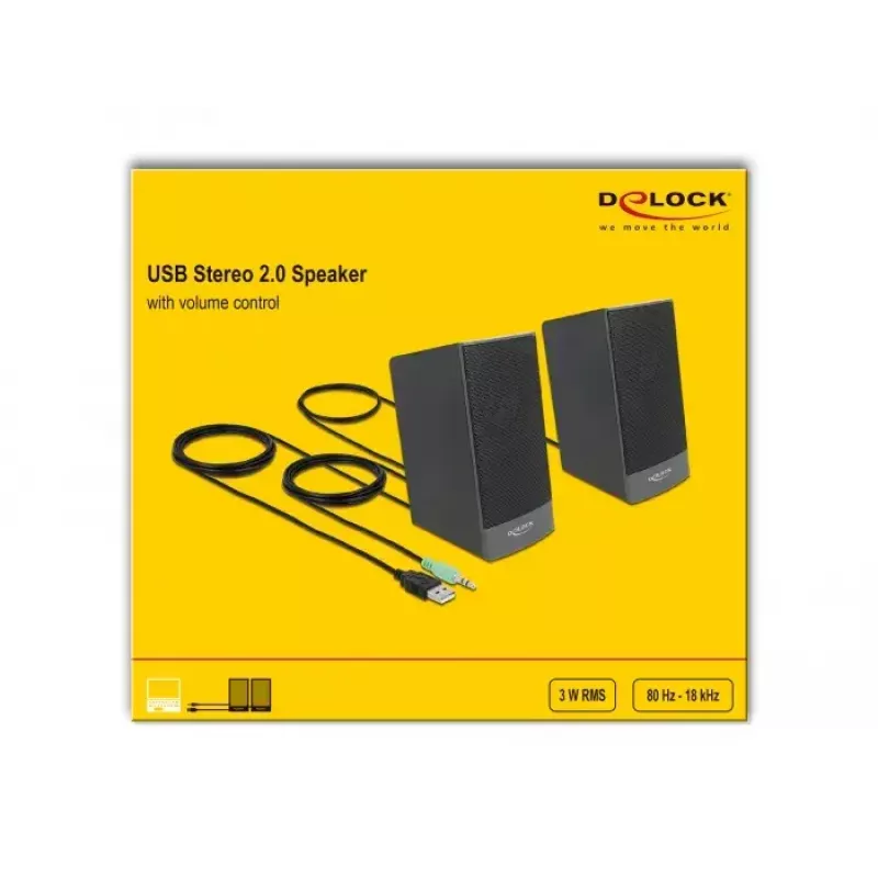 Diffusori stereo DELOCK 27001, 2.0, alimentati USB