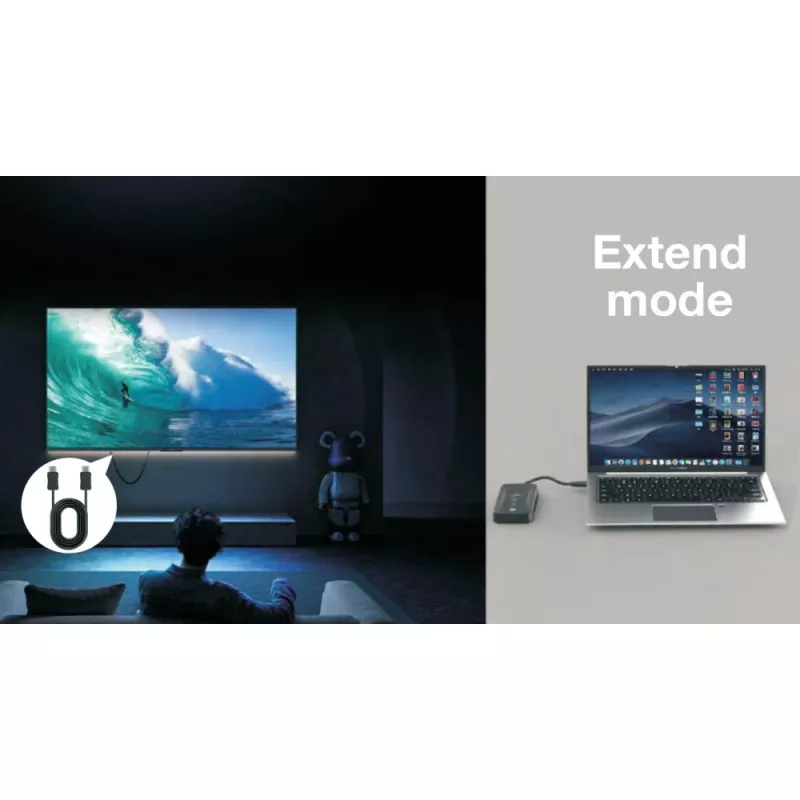 Techly IDATA USBC-HUB5WL AV extender trasmettitore e ricevitore AV nero