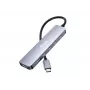 Adattatore multifunzione EQUIP USB-C 6 in 1 — HDMI 4K/60Hz, 4× USB-C Gen2 (10Gbps), 100W PD, cavo 0,25 m, grigio