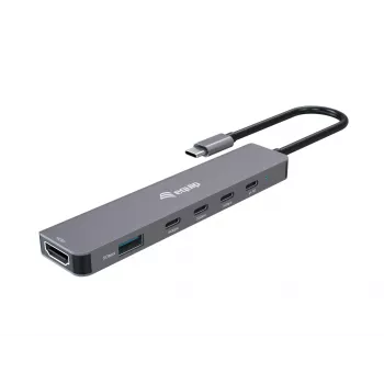Adattatore multifunzione Equip USB-C 6 in 1, HDMI 4K/30Hz, USB-C x4, USB-A x1, 5Gbps, 100W USB PD