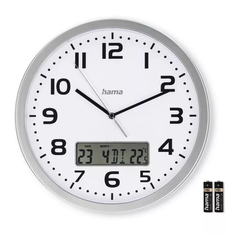 Hama 00185878 orologio da parete/da tavolo analogico rotondo argento, bianco